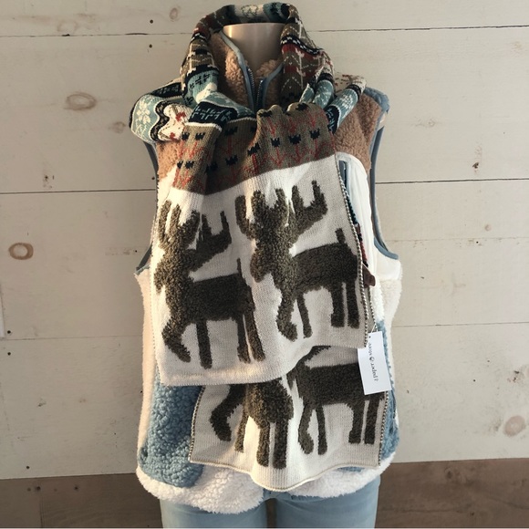 NEW Nordic Reindeer Knit Scarf • Ivory - Picture 3 of 5